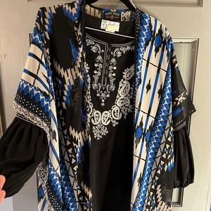 Crazy Train Blue & Black Aztec Sheer Cover